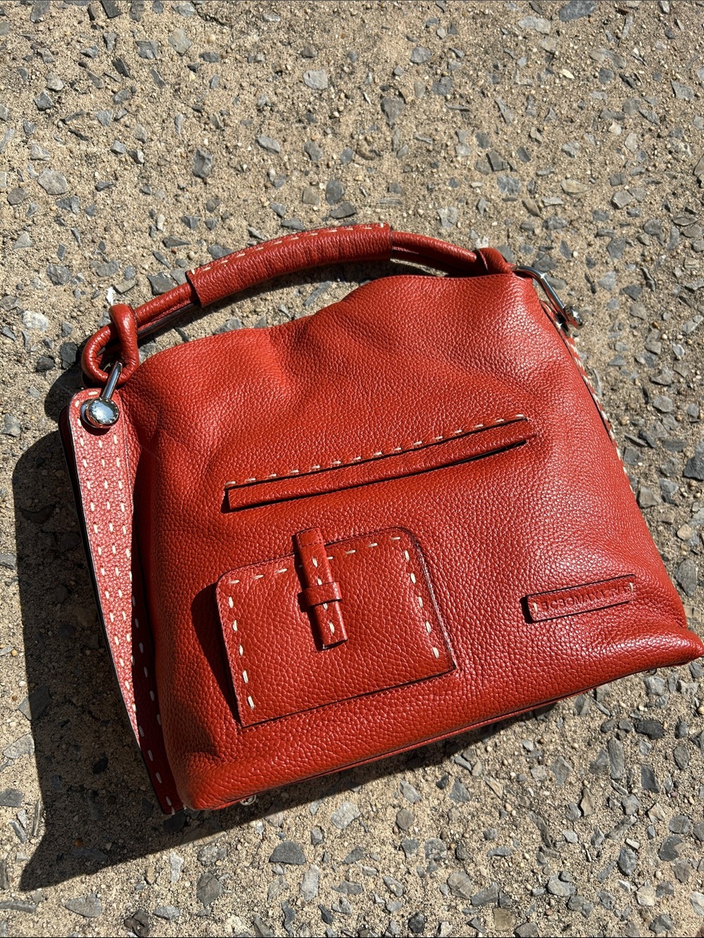 BCBG MAX AZRIA Women's Burnt Orange Leather Top-Handle Bag